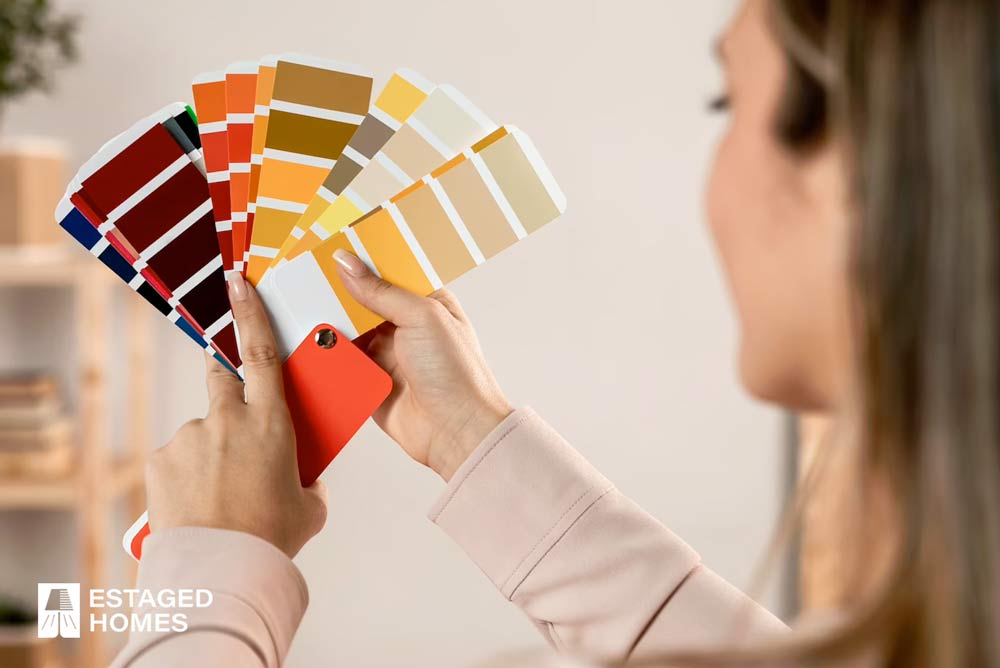 A homeowner deciding on what color they would like to re-paint the exterior of their home with