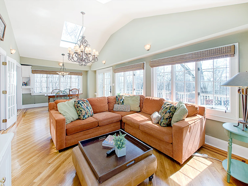 View of the family room in the property at 170 Morris Avenue after we staged the home to sell