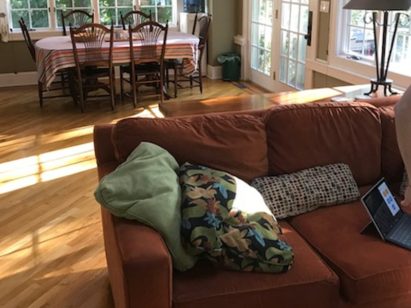 View of the family room in the property at 170 Morris Avenue before we staged the home to sell
