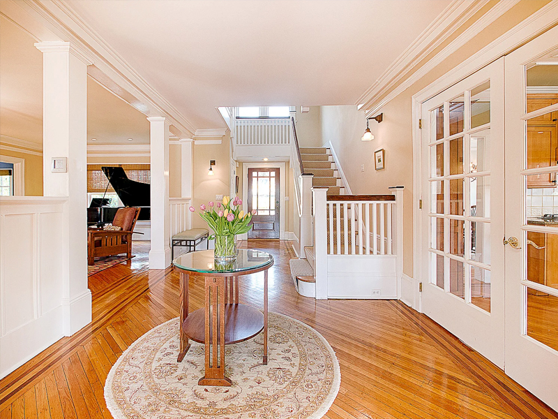 View of the foyer of 170 Morris Ave. after we staged the home to sell