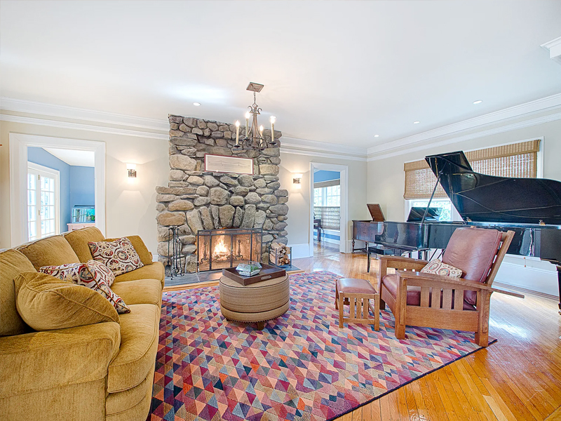 View of the living room at 170 Morris Ave. after we staged the home to sell