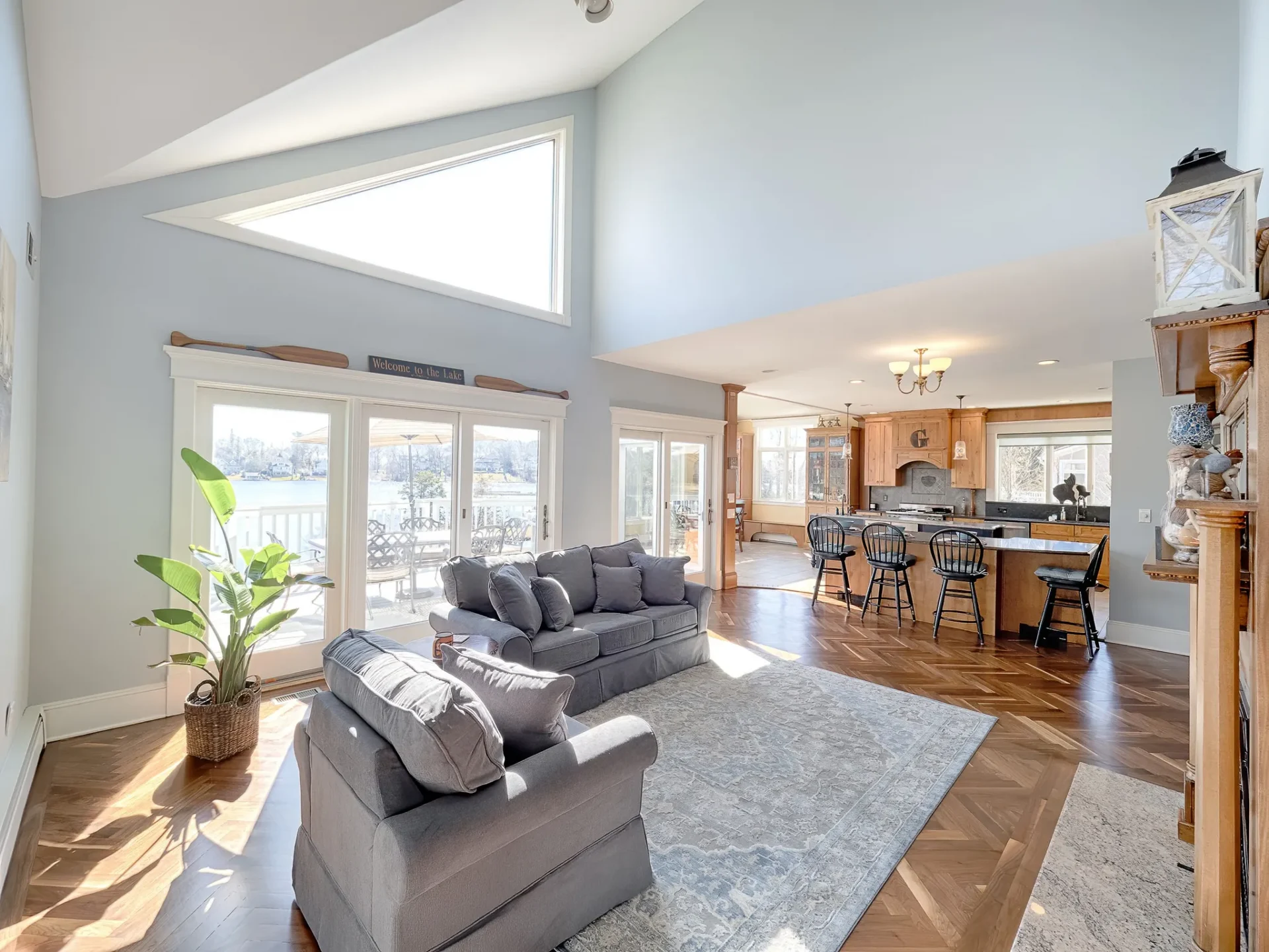 View of the living room in the home at 256 Boulevard after we staged the home to sell