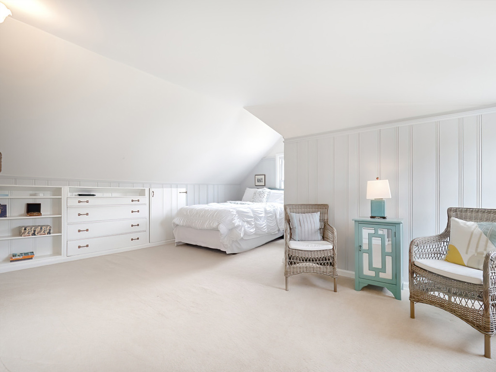 View of the bedroom after the home was staged