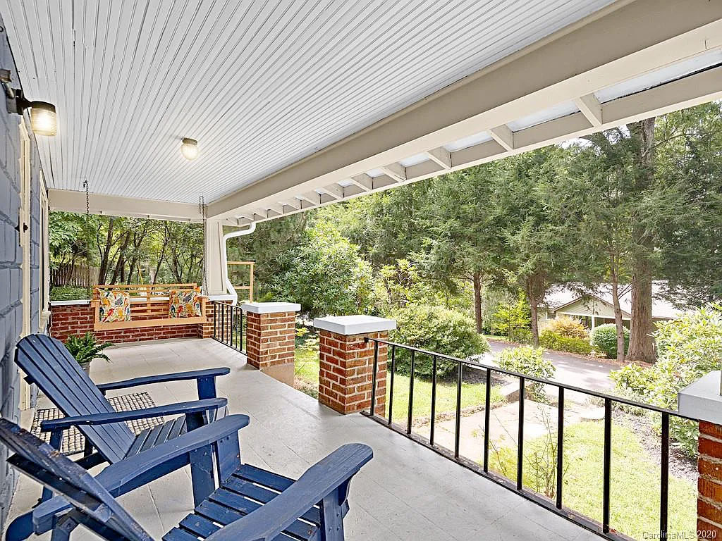 View of 125 Naples Road's front porch after home staging