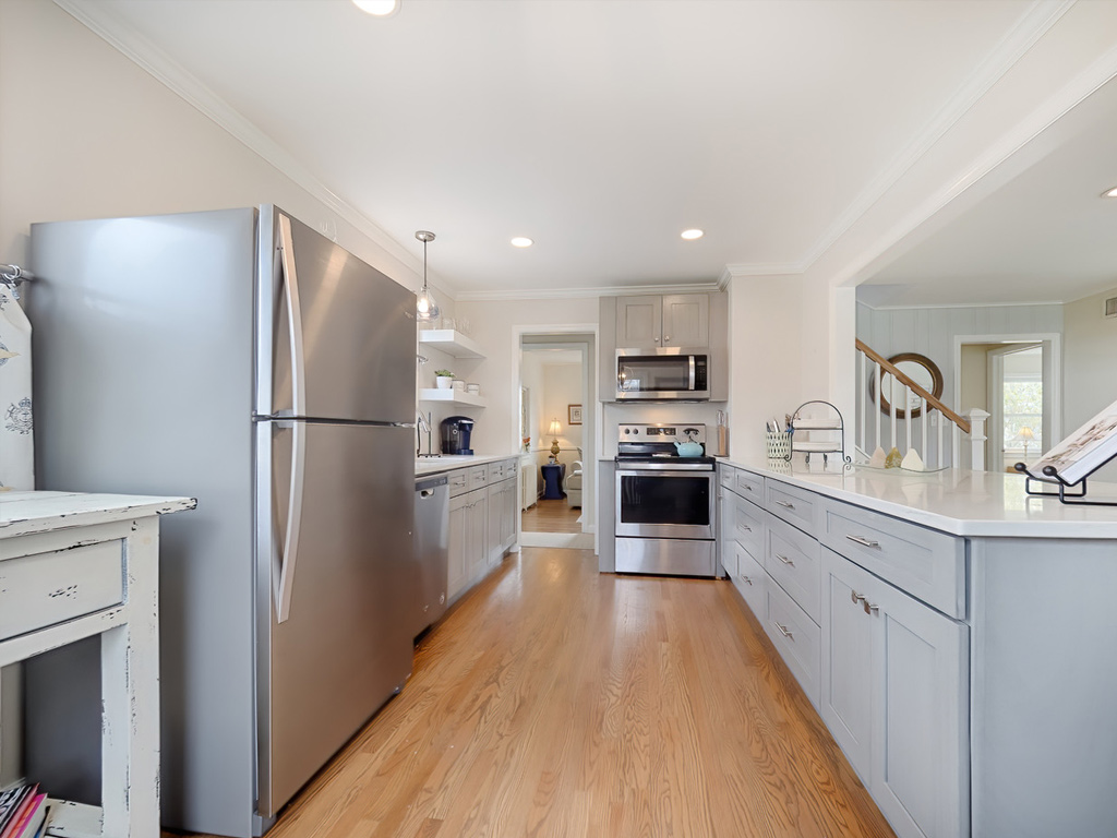 View of the kitchen at 154 Kenmore Rd. after we staged the home