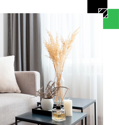 View of a decorated and staged room